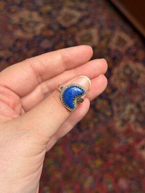 Blue lapis lazuli Crescent Ring - Women Jewelry